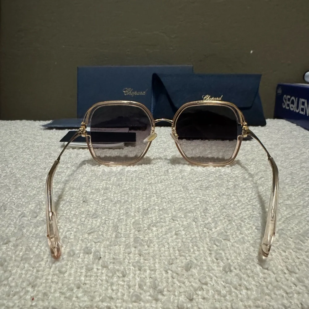 Chopard Happy Hearts Sunglasses 💕 Rose Gold Titanium - Crystal Hearts - Picture 5 of 10